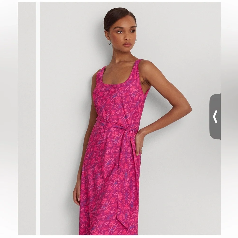 Ralph Lauren Fuchsia Printed Midi Dress - Picture 3 of 8
